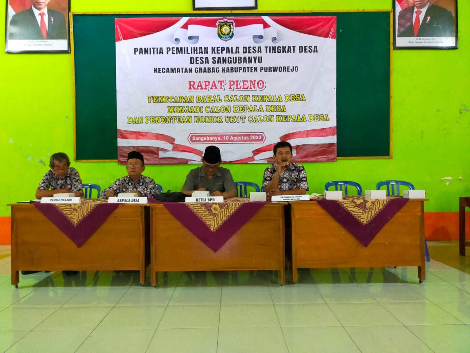 RAPAT PLENO TERBUKA PENETAPAN CALON KEPALA DESA SANGUBANYU