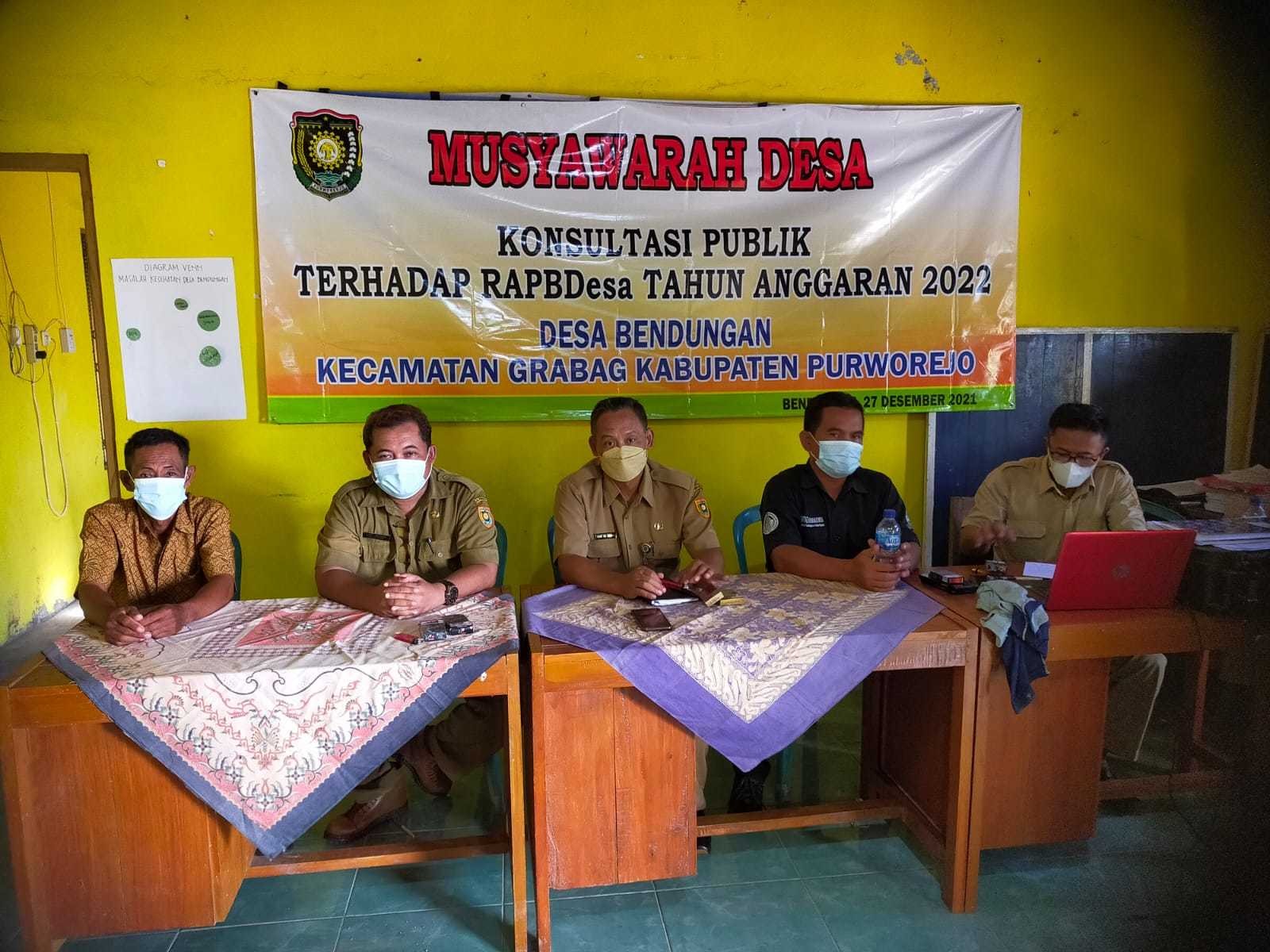 MUSDES KONSULTASI PUBLIK TERHADAP RAPBDES 2022 DESA BENDUNGAN