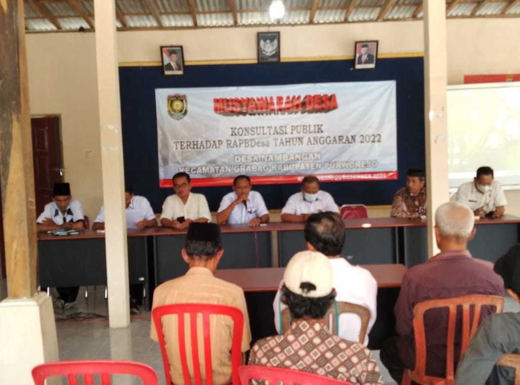 MUSDES KONSULTASI PUBLIK TERHADAP RAPBDES 2022 DESA NAMBANGAN