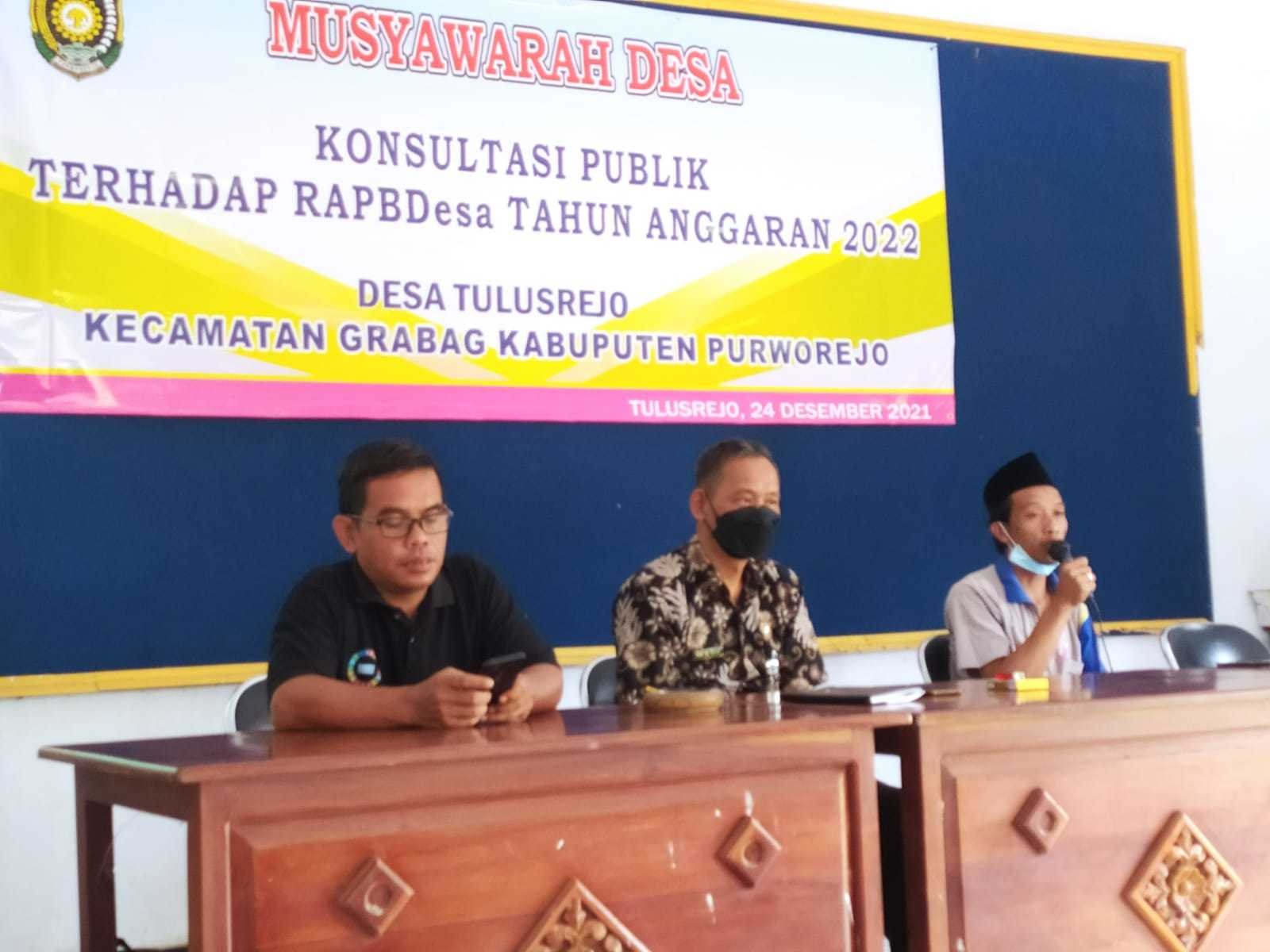 MUSDES KONSULTASI PUBLIK TERHADAP RAPBDES 2022 DESA TULUSREJO 